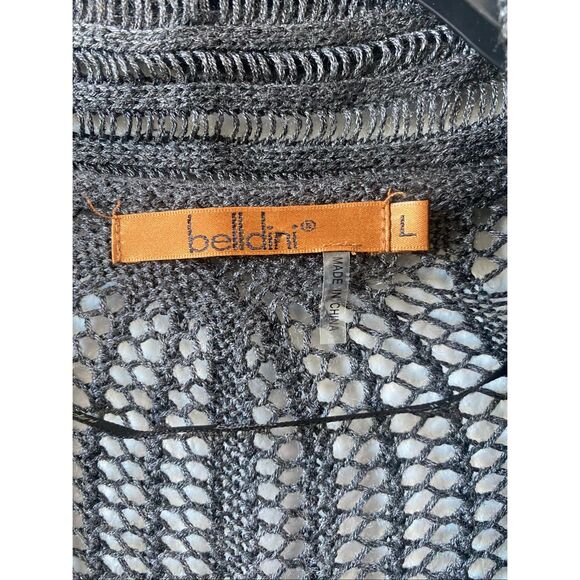 gray open-knit crochet cardigan size l - Picture 5 of 6